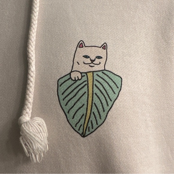 RipnDip White Hoodie Sweatshirt Cat Woman Necklace Leaf Graphic Read Description - Picture 3 of 12